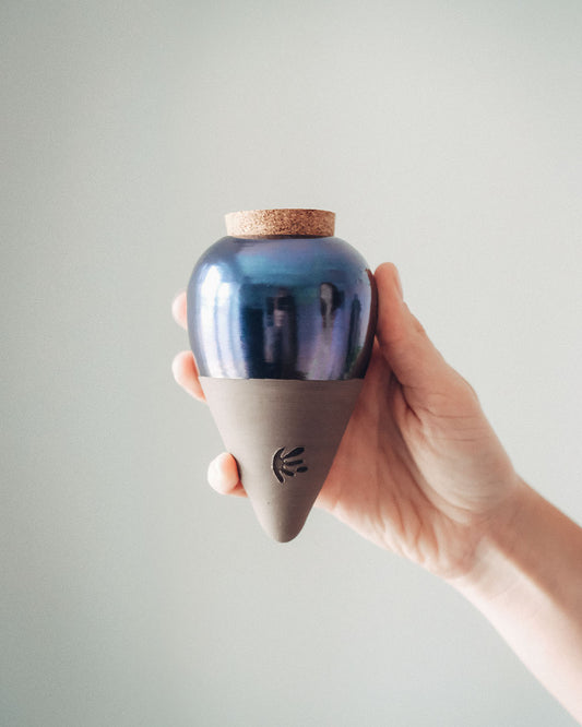 Olla (Oya) Auto-Watering Pot - Metal Blue