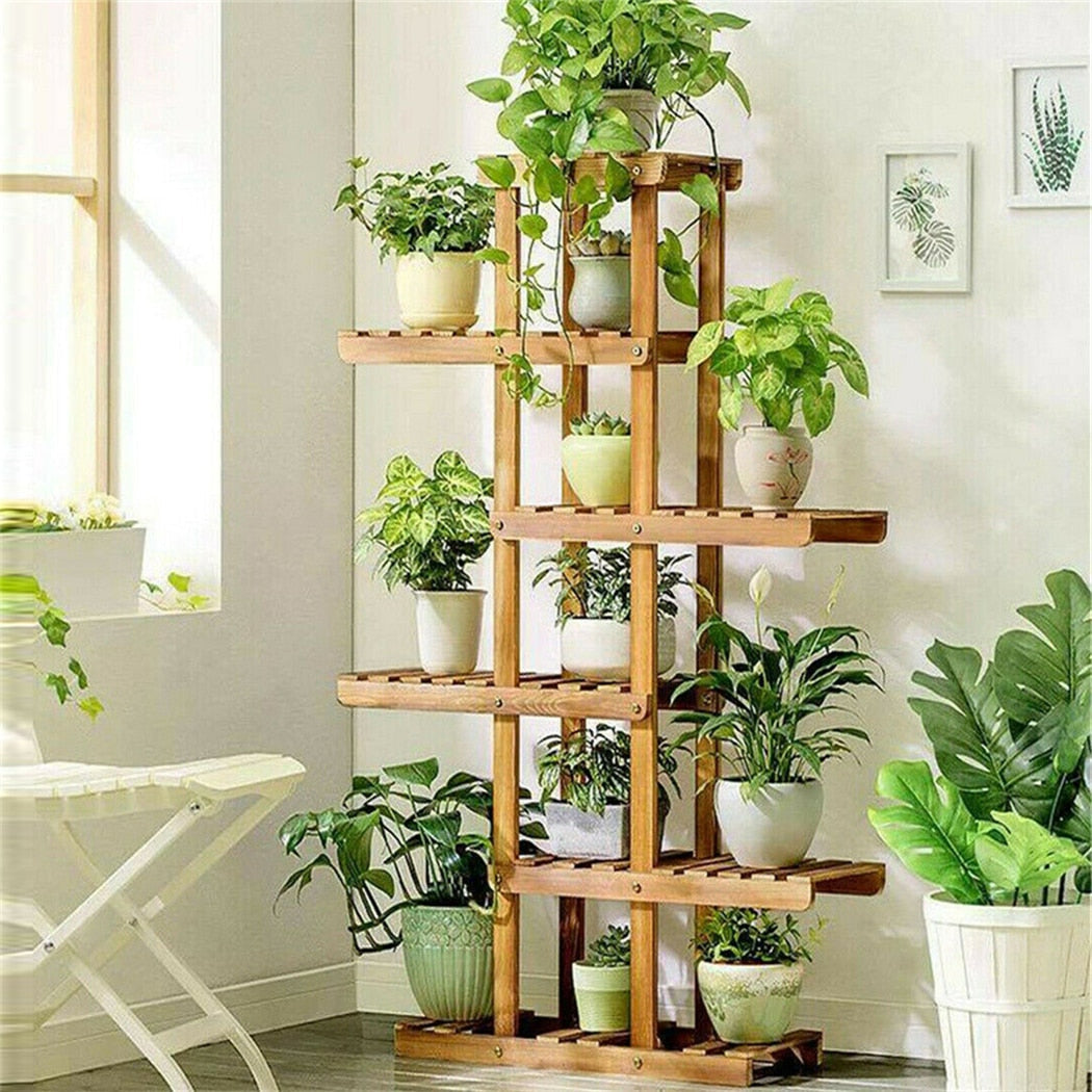 tall wooden plant stand indoor Indoor 6 Tier Wooden Plant Home Decor Stand – Wild City Plants