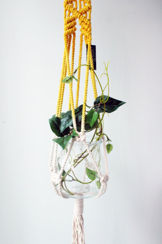 Yellow Dip Dyed Macrame Plant Hanger
