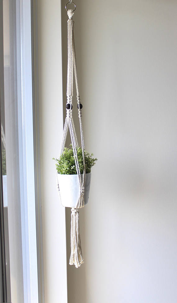 macrame plant hanger with beads pattern Wood Bead Macrame Plant Hanger – Wild City Plants