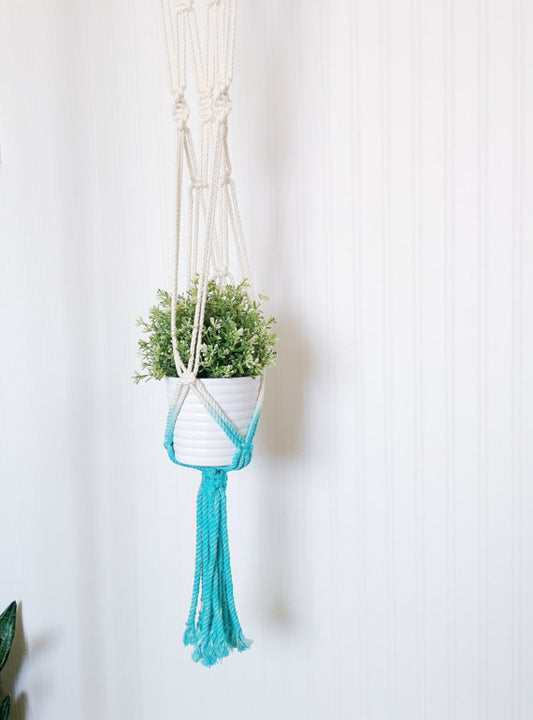 Aquamarine Dip Dyed Macrame Plant Hanger