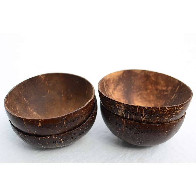 Two sets of two dark bowls
