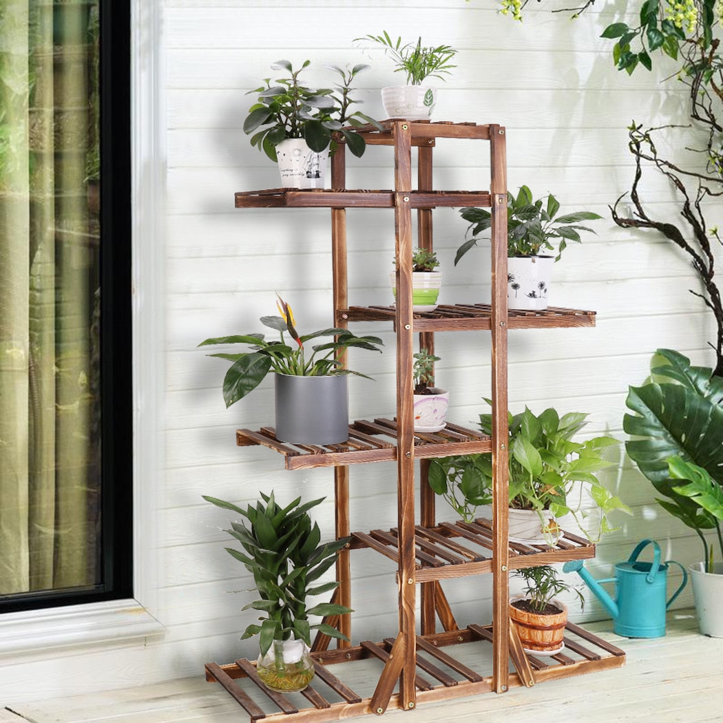 Indoor 6 Tier Wooden Plant Home Decor Stand