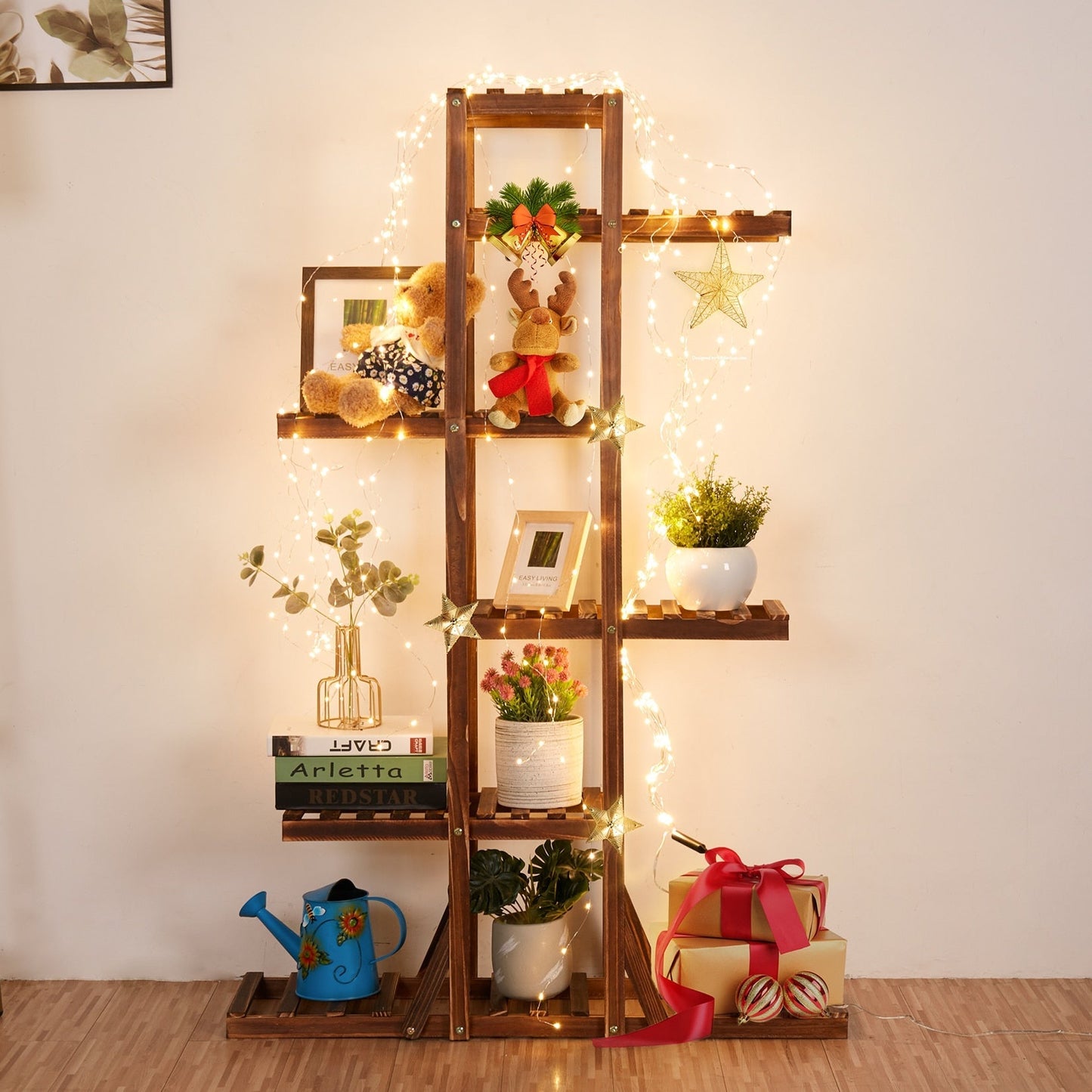 Indoor 6 Tier Wooden Plant Home Decor Stand