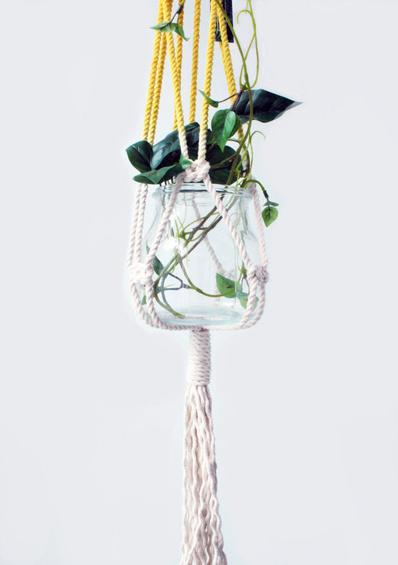 Yellow Dip Dyed Macrame Plant Hanger