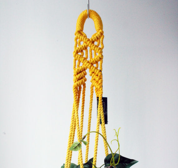 Yellow Dip Dyed Macrame Plant Hanger