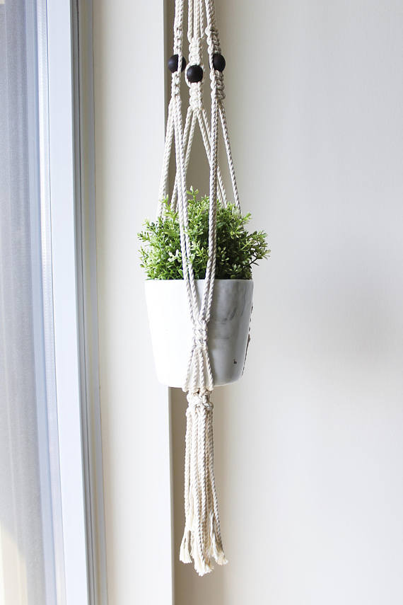 Wood Bead Macrame Plant Hanger