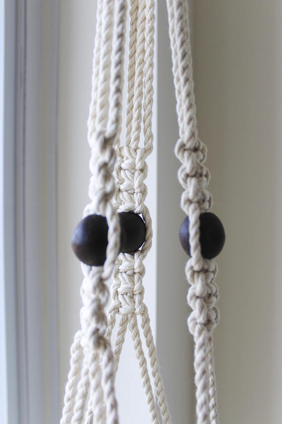 Wood Bead Macrame Plant Hanger