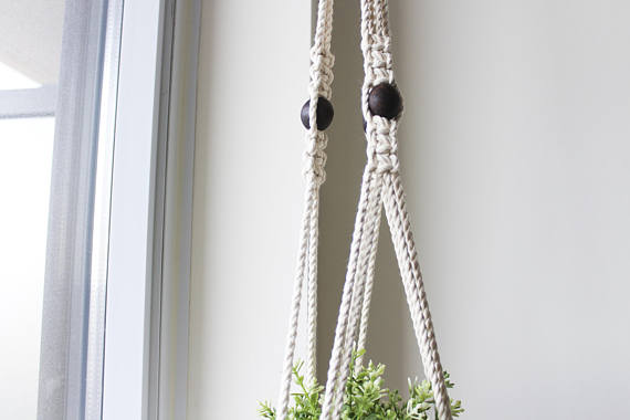 Wood Bead Macrame Plant Hanger